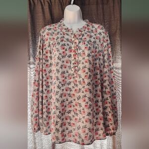 LOFT mixed media long sleeve blouse